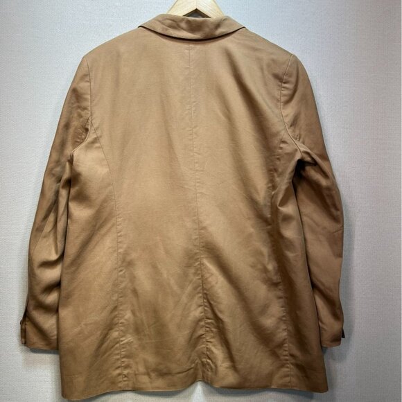 Loft Womens One Button Blazer Jacket Size 14 Tan Neutral Classic Business Pocket - Picture 11 of 13